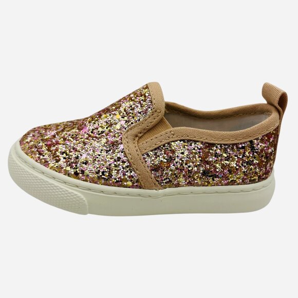 Toddler Girls' Madigan Rose Gold Glitter Sneakers Slip On Size 6 Cat & Jack New - Picture 2 of 5